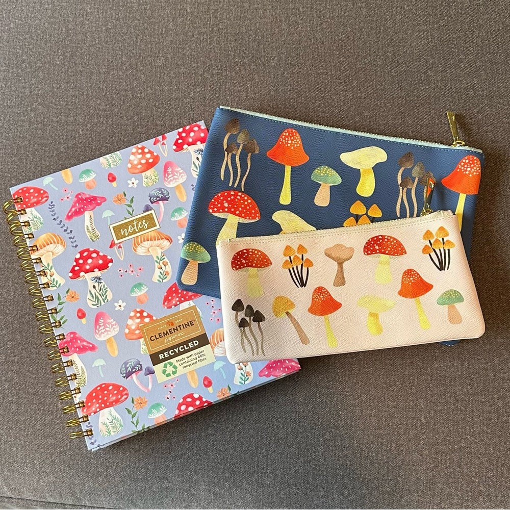 BRAND NEW Mushroom Print Collection - Notebook and Pouch Set GREAT GIFT 🍄